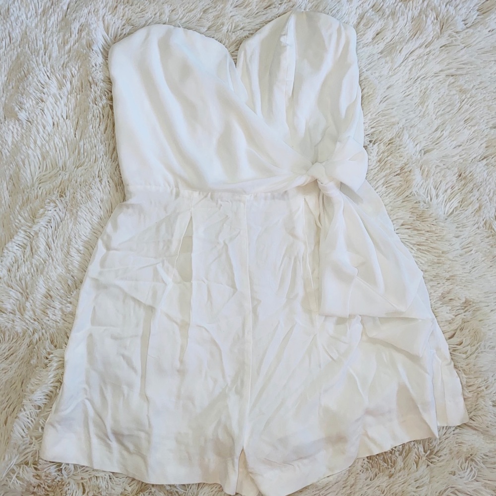 White bow tie romper